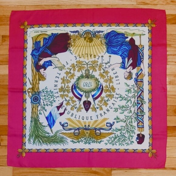 Hermes Republique Francaise 1789 vintage large silk scarf carre 90 EUC - Picture 1 of 11